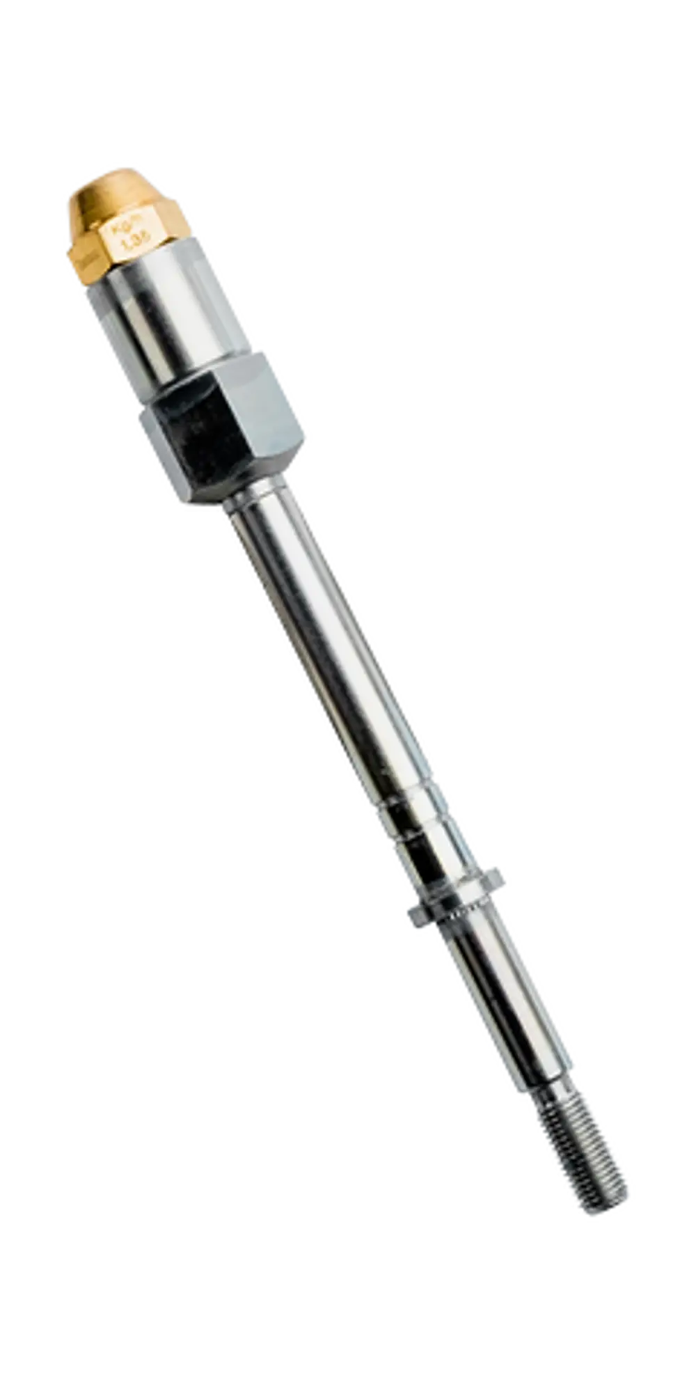 Düsenstock aus Metall mit goldfarbener Spitze und Gewinde, hergestellt von Wolf. Das Produkt ist für präzise Anwendungen konzipiert.